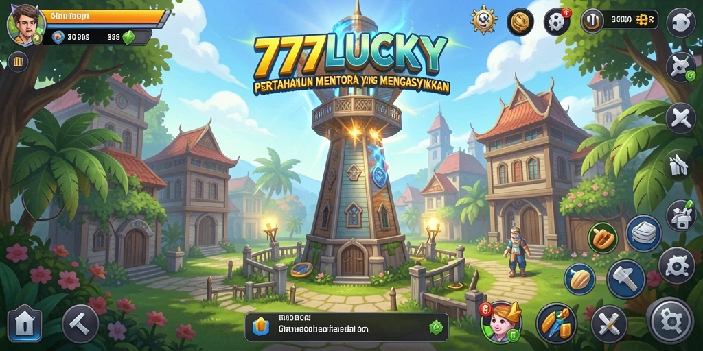 Screenshot gameplay Tower Defense dalam 777LUCKY yang menegangkan.