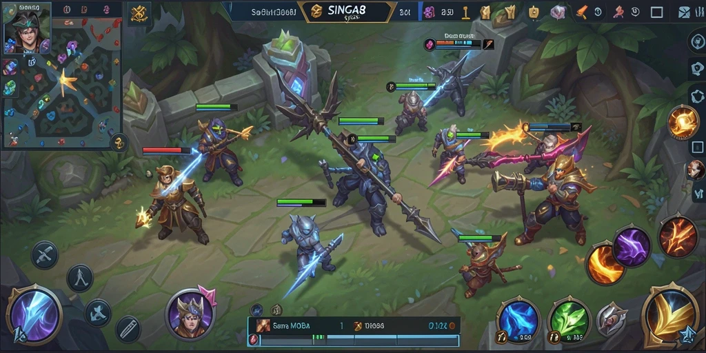 Gameplay SINGA8 yang intens dan seru dalam aksi pertempuran MOBA.