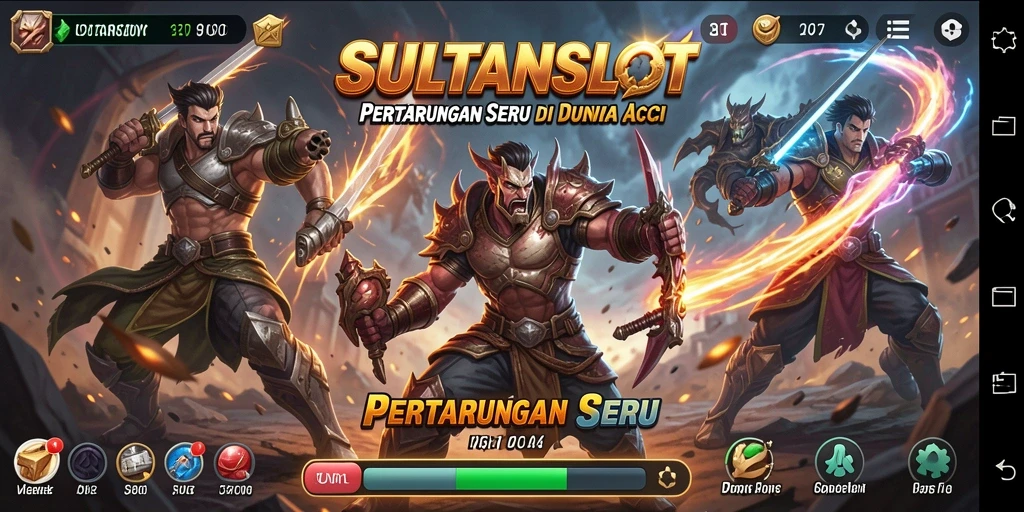 Screenshot SULTANSLOT menampilkan aksi pertempuran yang mendebarkan.